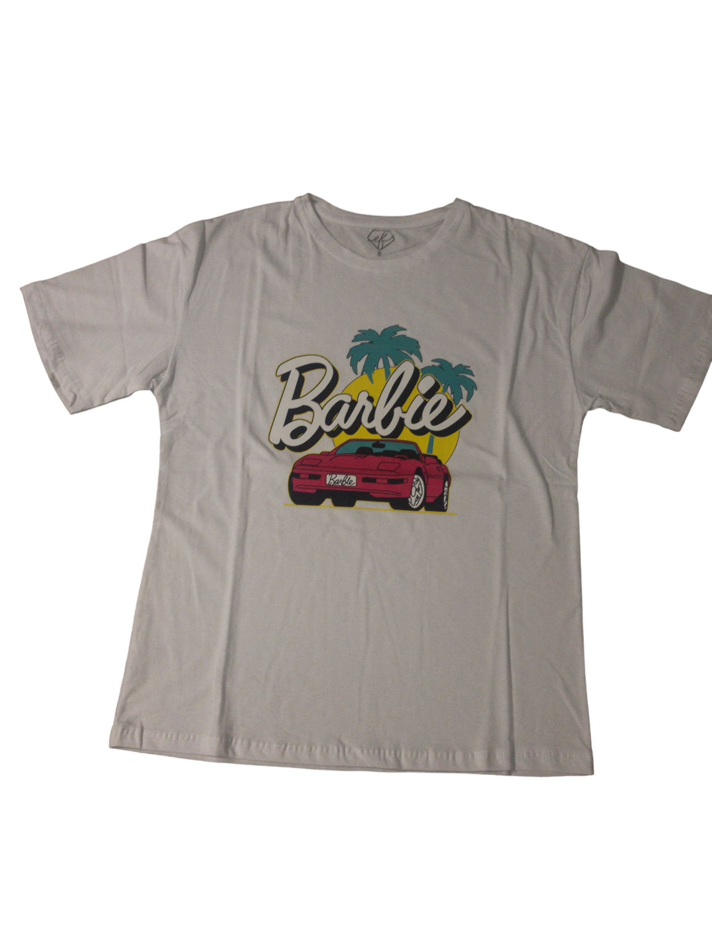 Unisex Car Barbie T-shirt Beyaz