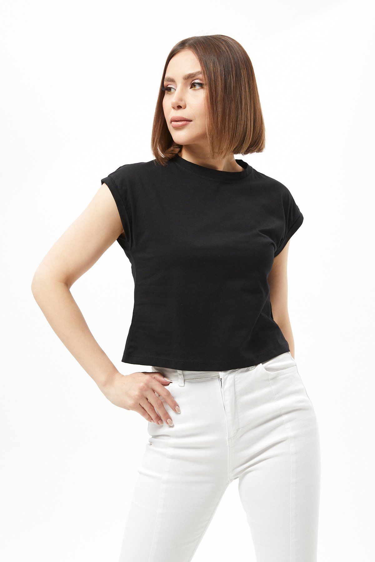Siyah Duble Kol Kadın T-shirt