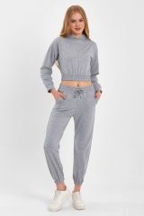 Eşofman Crop Takım GRİ - L