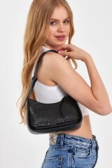 Kroko Desen Kadın Omuz Çantası SİYAH