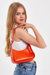 Kroko Desen Kadın Omuz Çantası TURUNCU