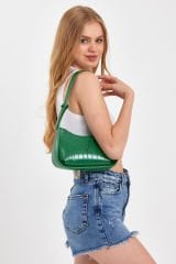 Kroko Desen Kadın Omuz Çantası YEŞİL