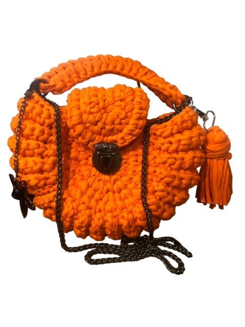 Turuncu El Örgüsü Kadın Çanta