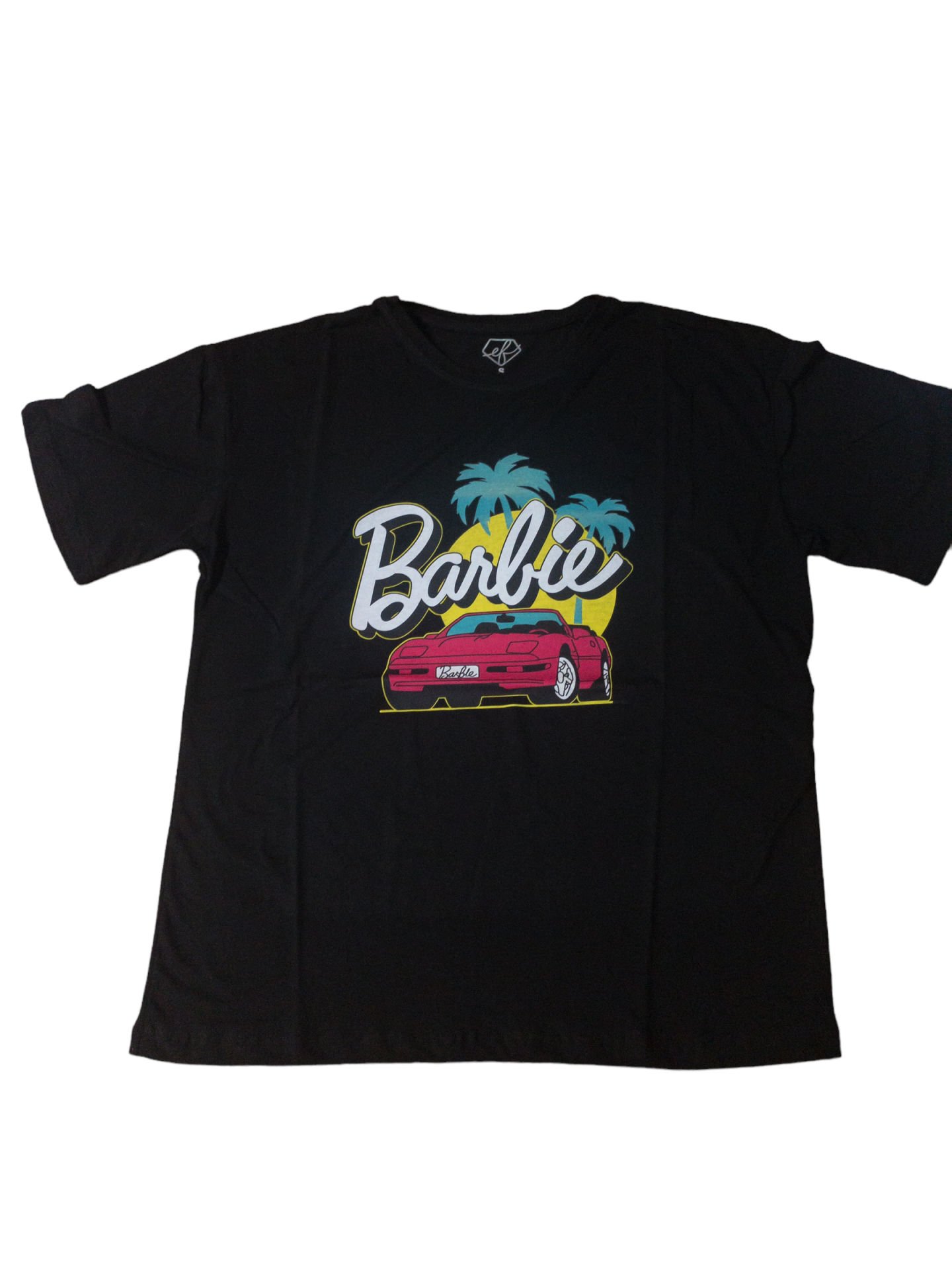 Unisex Car Barbie T-shirt Beyaz SİYAH - XL