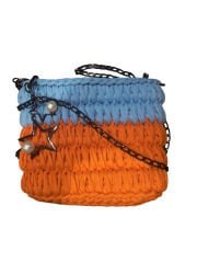 Turuncu-Mavi El Örgüsü Kadın Çanta