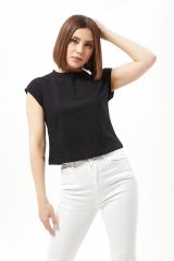 Siyah Duble Kol Kadın T-shirt