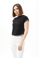 Siyah Duble Kol Kadın T-shirt SİYAH - L
