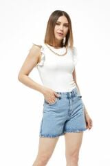 Zincir Detay Kadın Bluz BEYAZ - M