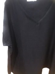 Büyük Beden Kısa Kol V Yaka Kadın T-shirt SİYAH - 42