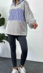 Zigzag Desenli Peluş Polar Unisex