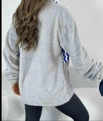 Zigzag Desenli Peluş Polar Unisex