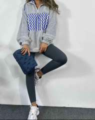 Zigzag Desenli Peluş Polar Unisex