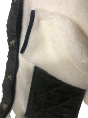 Kapitone Cep Detaylı Düğmeli Pelüş Beyaz Polar Mont Unisex BEYAZ - M