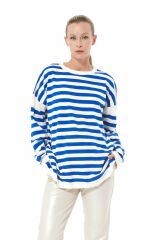 Oversize Çizgili Triko Kazak SAKS - STD