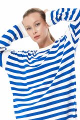 Oversize Çizgili Triko Kazak SAKS - STD