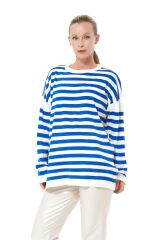 Oversize Çizgili Triko Kazak SAKS - STD