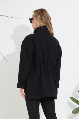 Kaşe Ceket Belden Büzgülü SİYAH - S