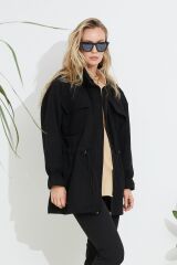 Kaşe Ceket Belden Büzgülü SİYAH - M