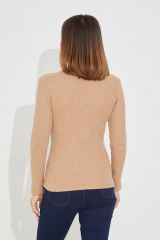 Balıkçı Yaka Fitilli Kadın Bluz SÜTLÜ KAHVE - STD