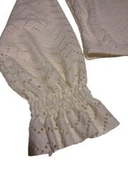 Boğazlı Uzun Kollu Kadın Bluz Ekru