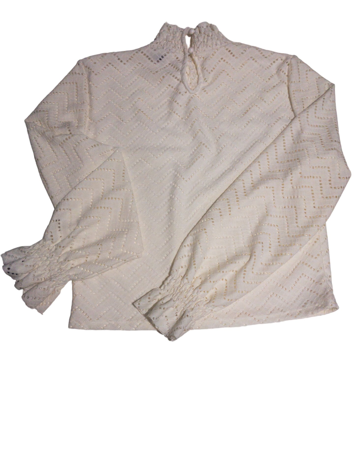 Boğazlı Uzun Kollu Kadın Bluz Ekru