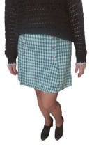 Kazayağı Düğmeli Mini Etek Yeşil