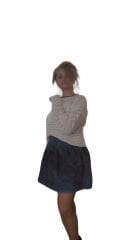 Pileli Kloş Mini Kot Etek Mavi