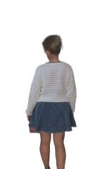 Pileli Kloş Mini Kot Etek Mavi