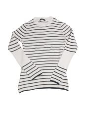 Çizgili Uzun Kollu Kadın Bluz LACİVERT - M