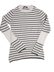 Çizgili Uzun Kollu Kadın Bluz LACİVERT - M