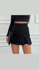 Çelik Örme Mini Şort Etek Siyah