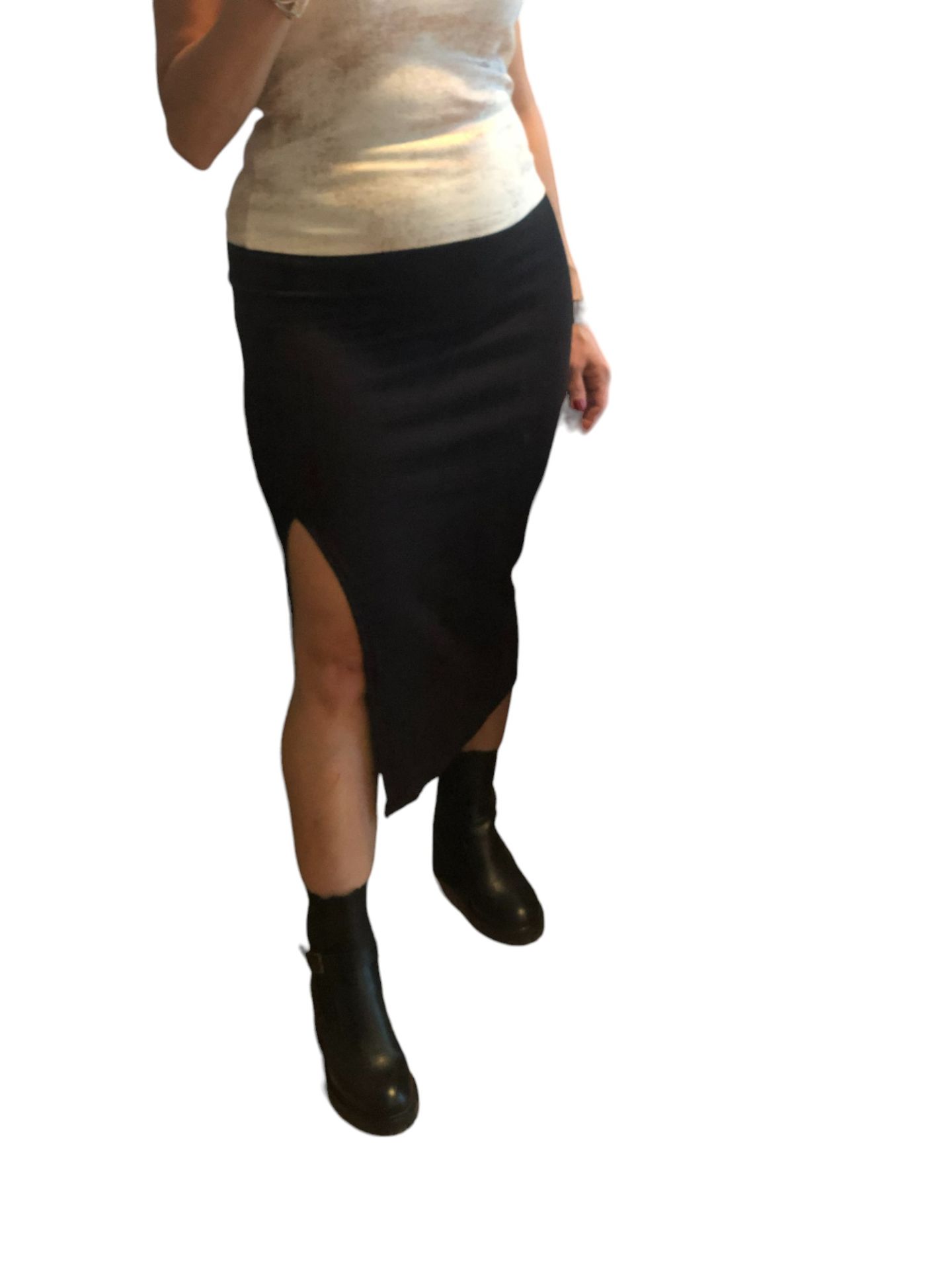 Yandan Yırtmaçlı Uzun Etek Siyah