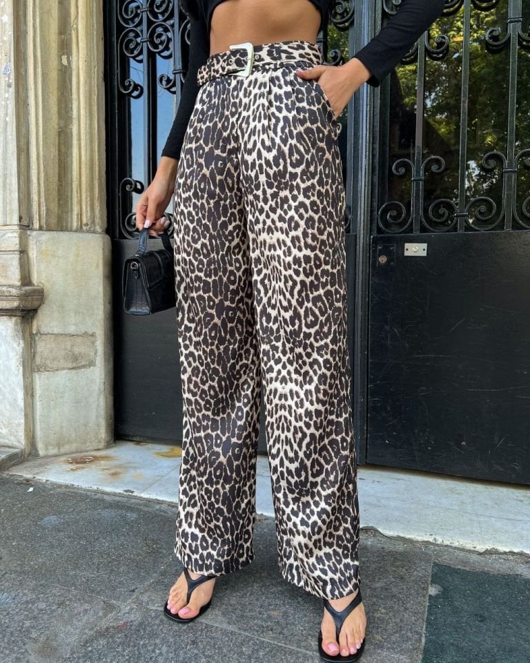 Leopar Desen Pantolon