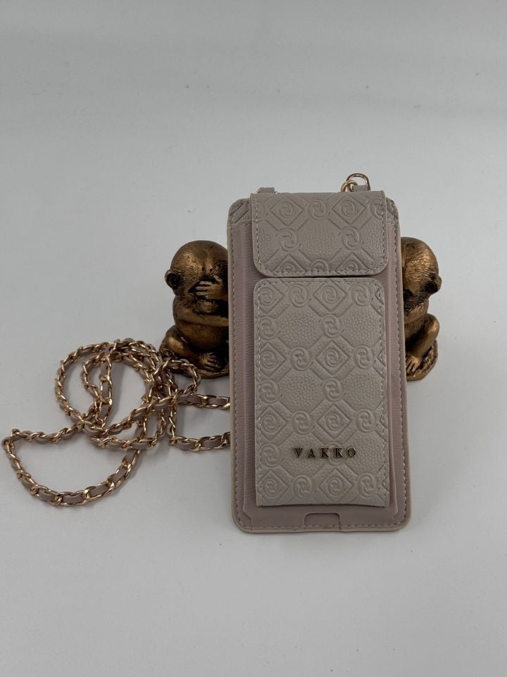 Kadın Monogram Vakko Cep Telefonluk BEJ